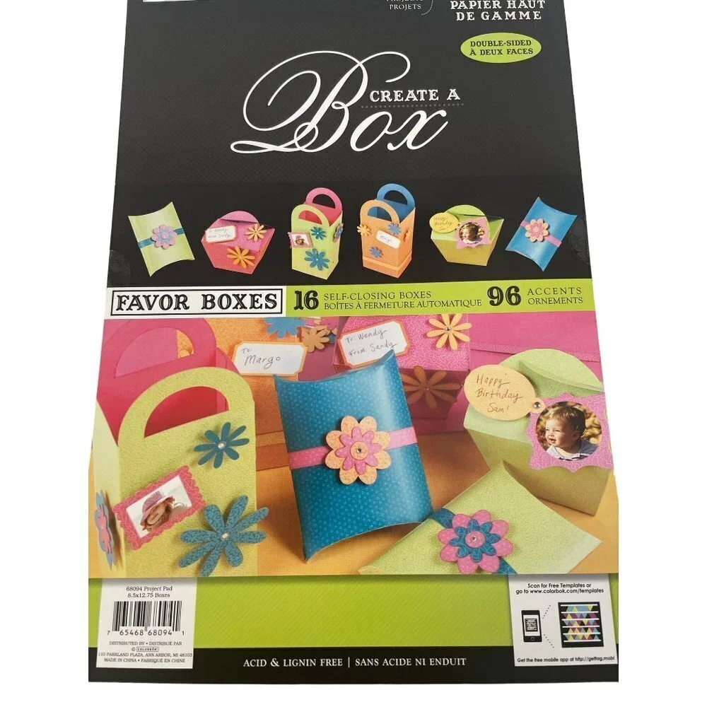 Colorbok Create a Box Party‎ Favor Boxes Self Closing with Accent Ornaments